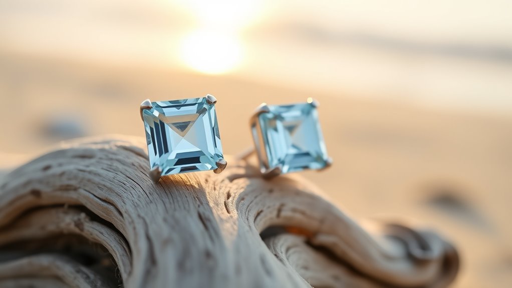 ocean inspired platinum aquamarines