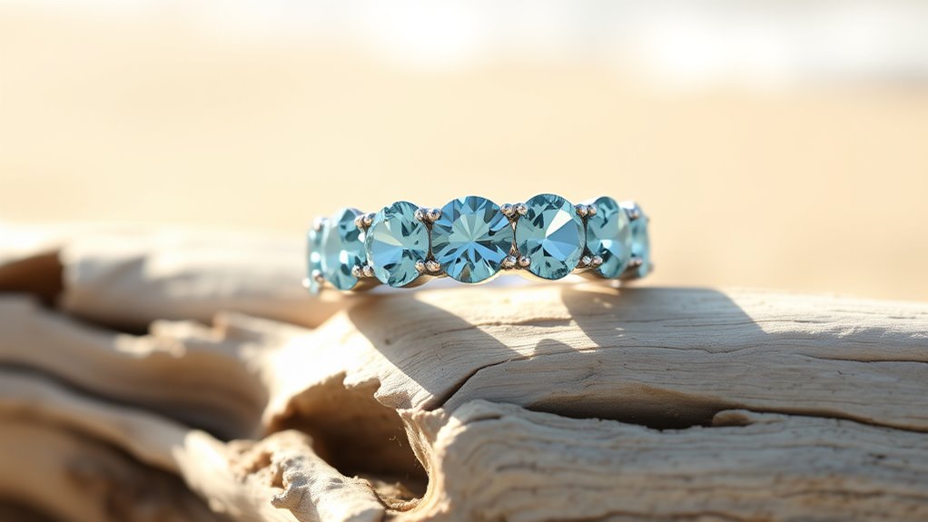 sea inspired aquamarine eternity ring