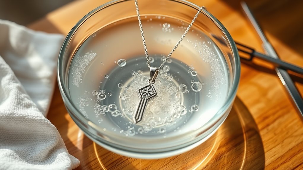 submerge jewelry carefully soak