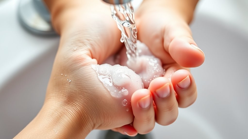 wash hands thoroughly first