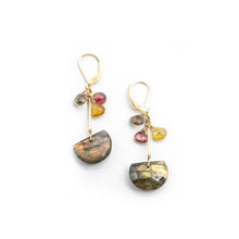 Load image into Gallery viewer, Labradorite and Tourmaline Earrings
