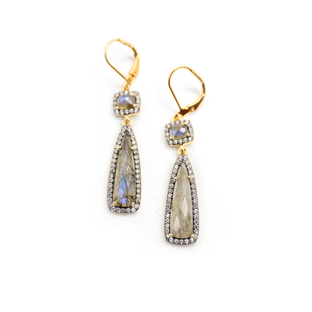 Labradorite Pave Earrings