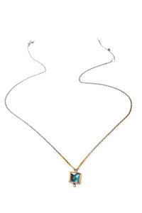 Square Labradorite and Blue Zircon Necklace