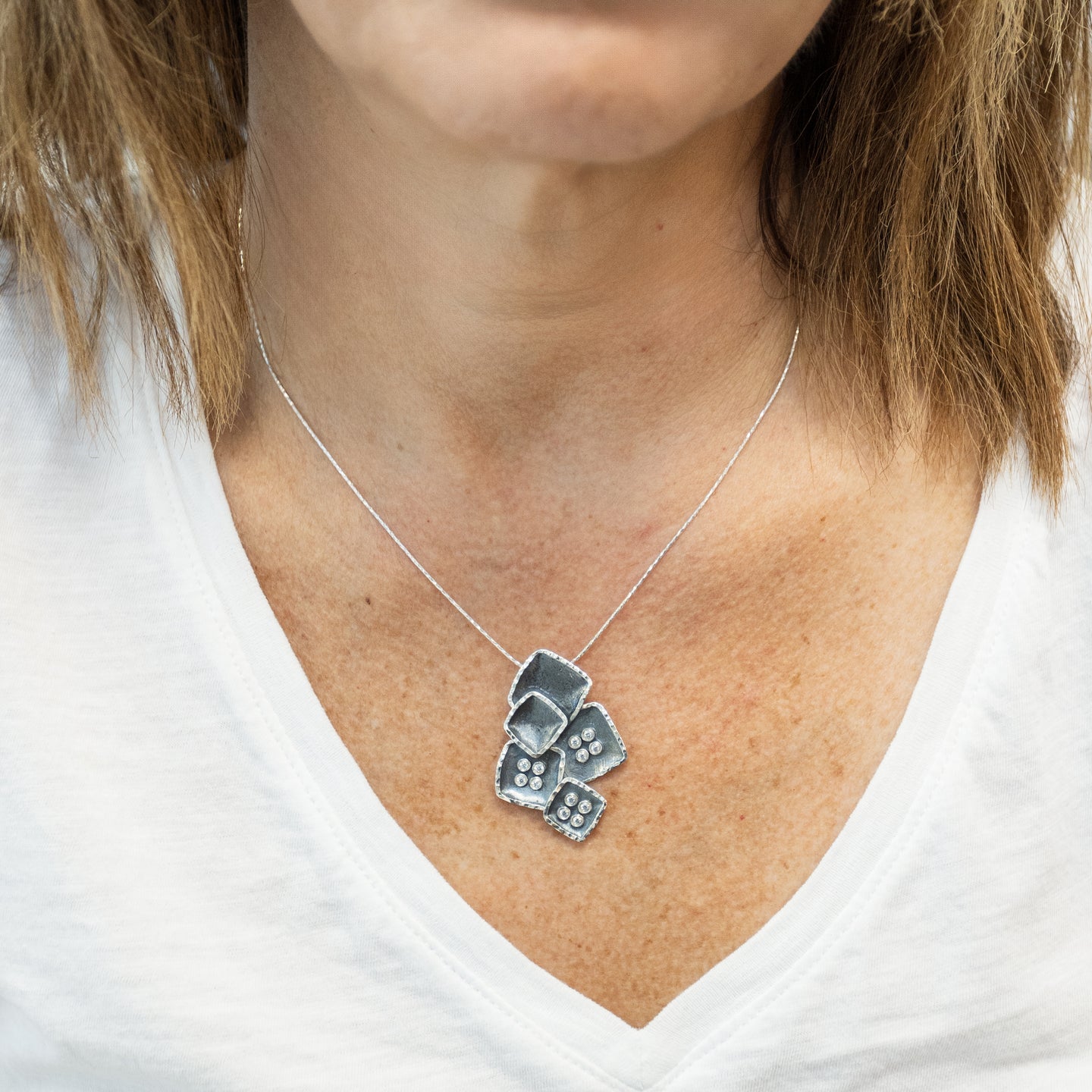 Oxidized Square Necklace