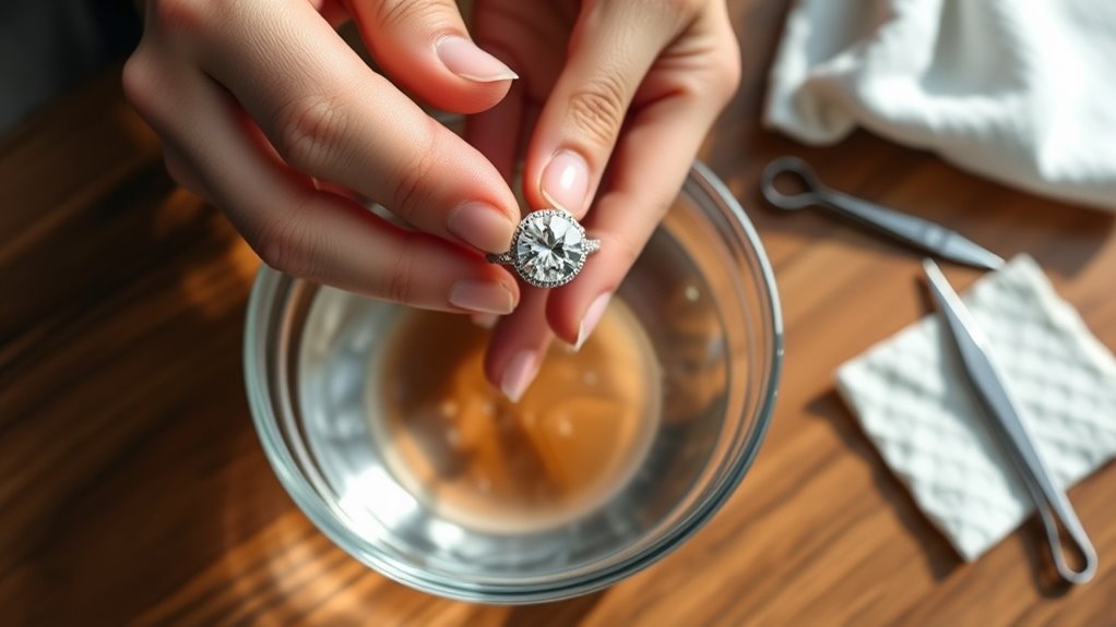 clean diamond jewelry carefully