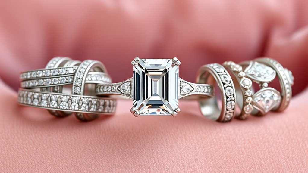 emerald cut wedding bands