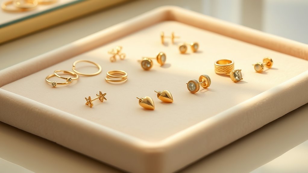 stylish gold stud earrings