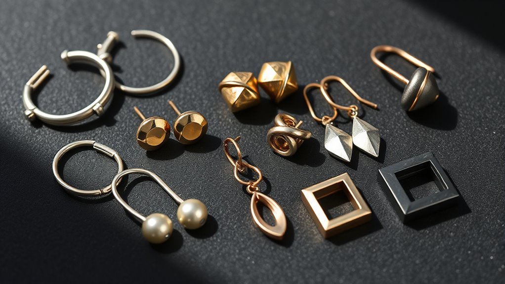 stylish metal earrings selection