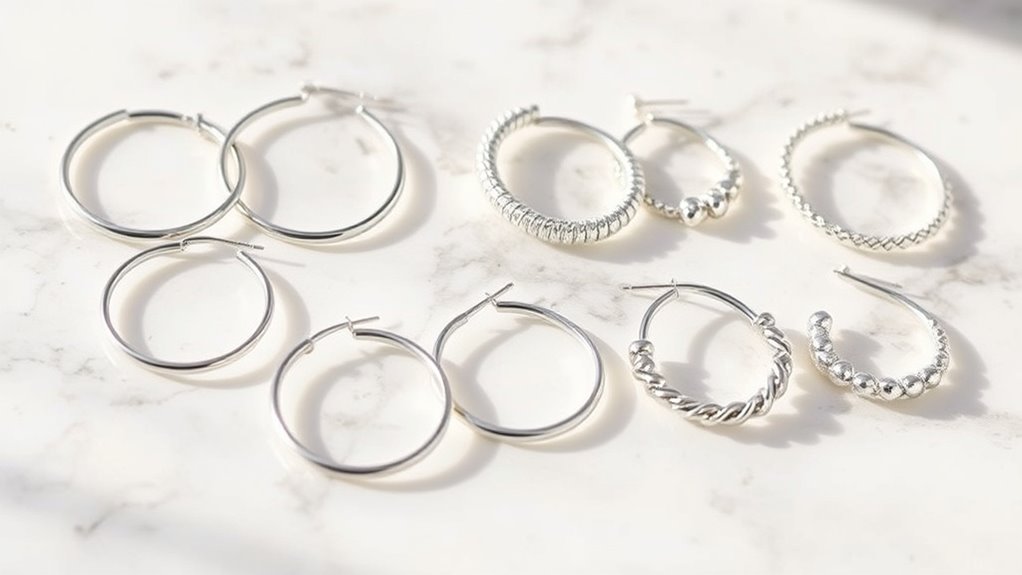 stylish silver hoop earrings